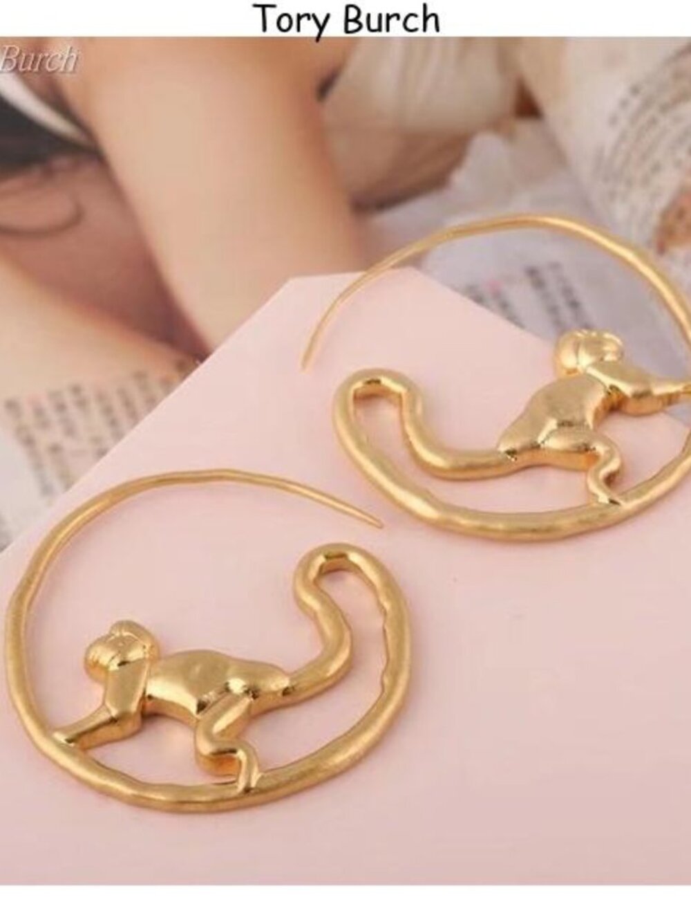 Tory Burch Gold Monkey Hoop Earrings